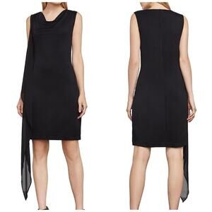 BCBGMaxAzria Malory Women's Cascade Side Drape Dress Black‎ Size XS